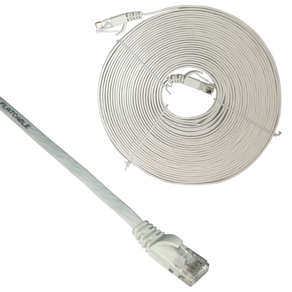 Electriduct CAT6 Stranded Booted Flat Patch Cables- 15ft- White PATCH-FLAT-CAT6-15FT-5PK-WT